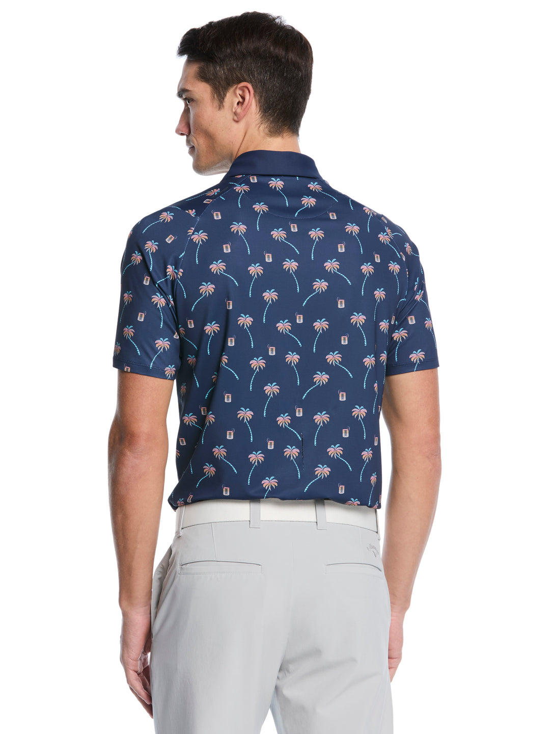Ombre Tropical Drink Print Golf Polo (Peacoat) 