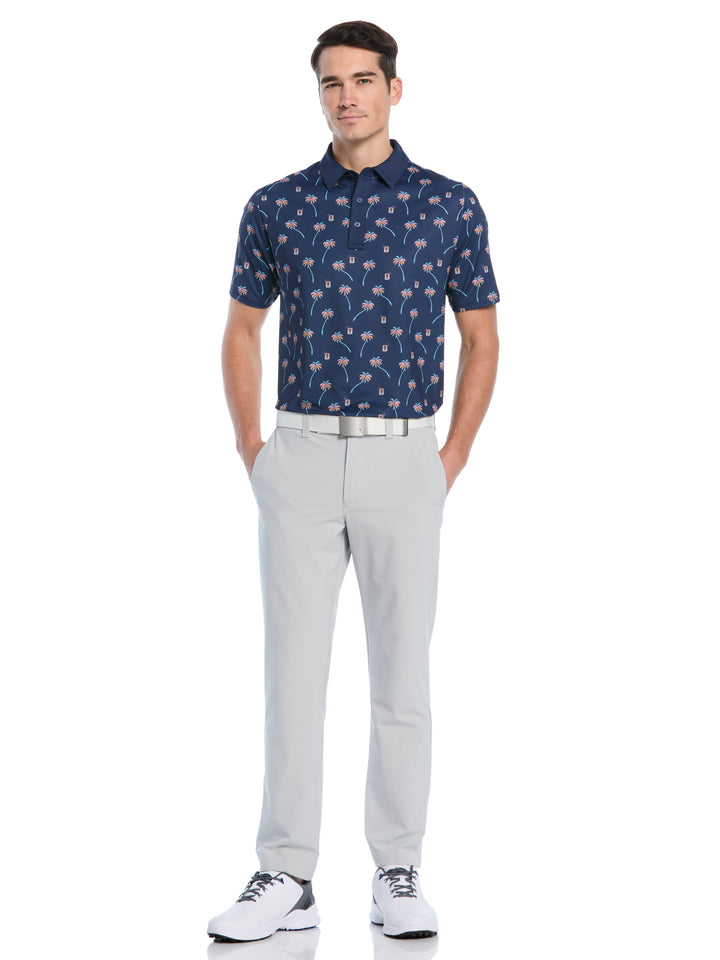 Ombre Tropical Drink Print Golf Polo (Peacoat) 