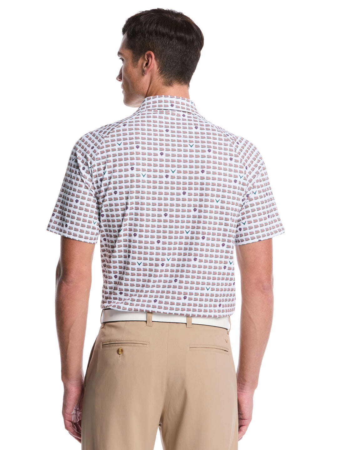 Men's Pimento Print Golf Polo (Bright White) 