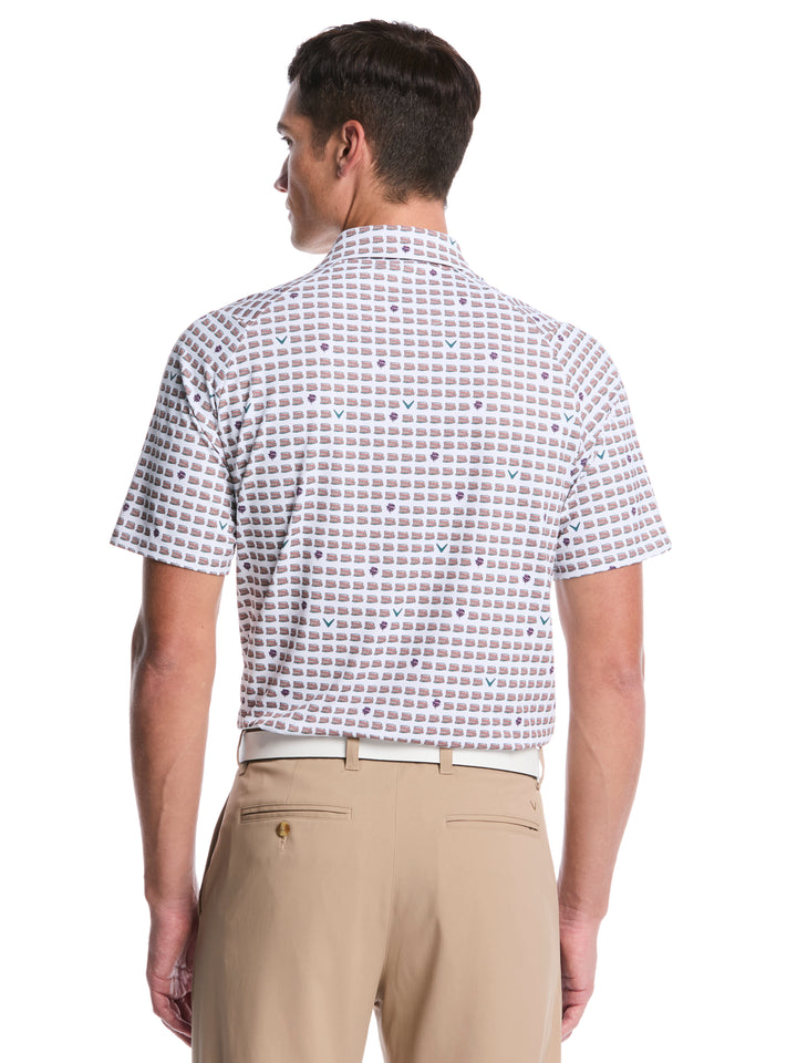 Men's Pimento Print Golf Polo (Bright White) 