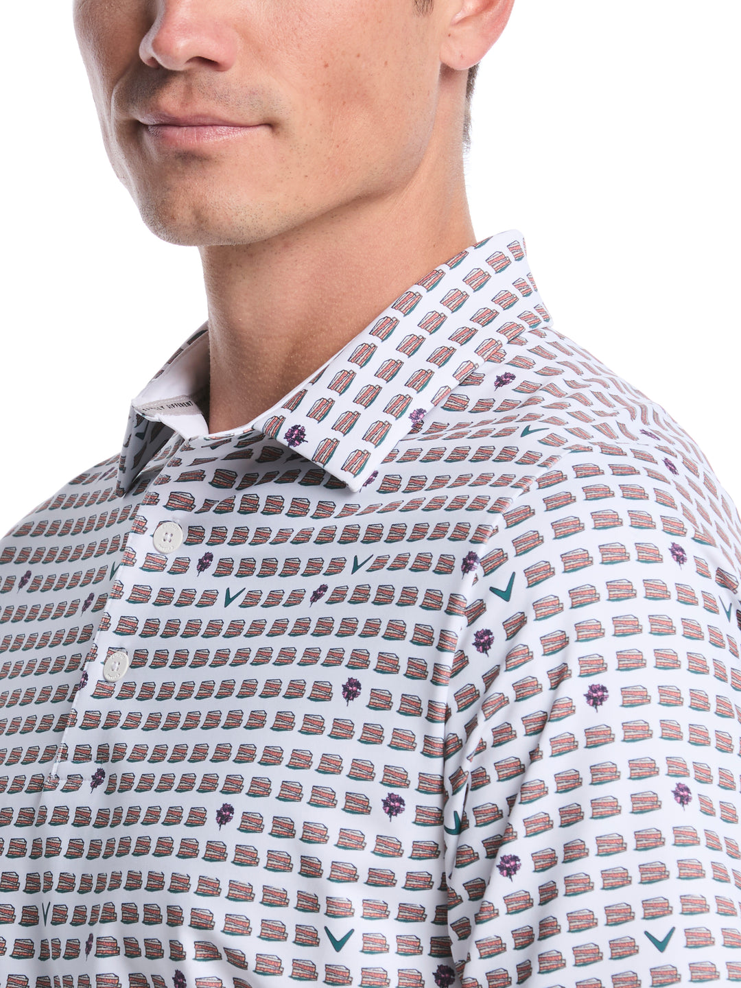 Men's Pimento Print Golf Polo (Bright White) 