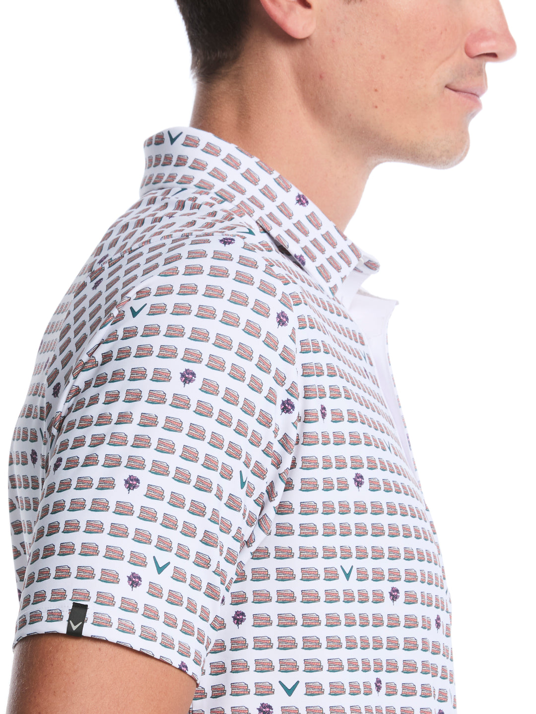 Men's Pimento Print Golf Polo (Bright White) 
