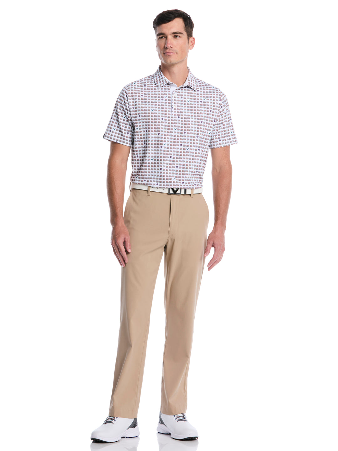 Men's Pimento Print Golf Polo (Bright White) 