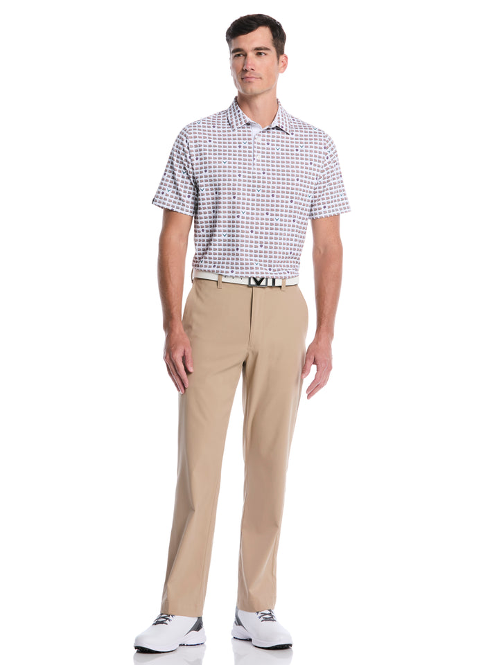 Men's Pimento Print Golf Polo (Bright White) 