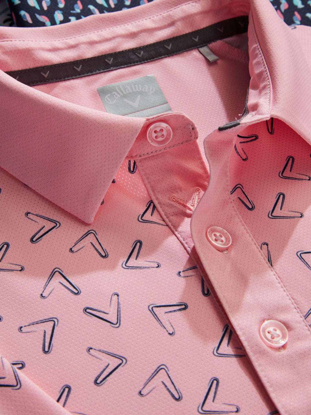 Painted Chevron Print Golf Polo (Candy Pink) 