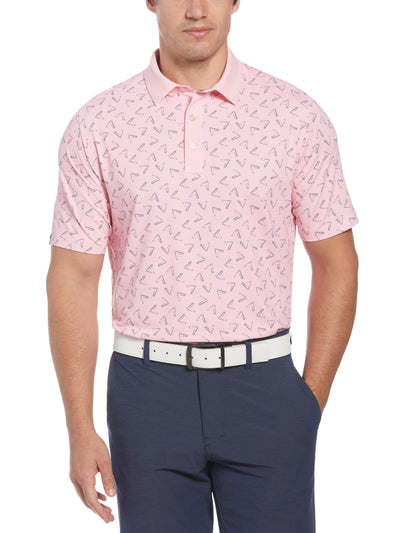 Painted Chevron Print Golf Polo (Candy Pink) 