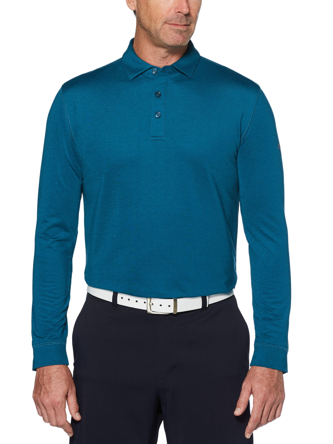 Mens Performance Long Sleeve Heathered Polo-Polos-Deep Dive Heather-GG-S-Callaway