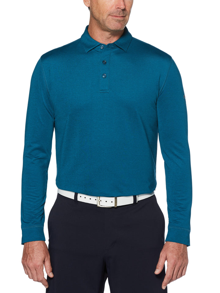 Mens Performance Long Sleeve Heathered Polo-Polos-Deep Dive Heather-GG-S-Callaway