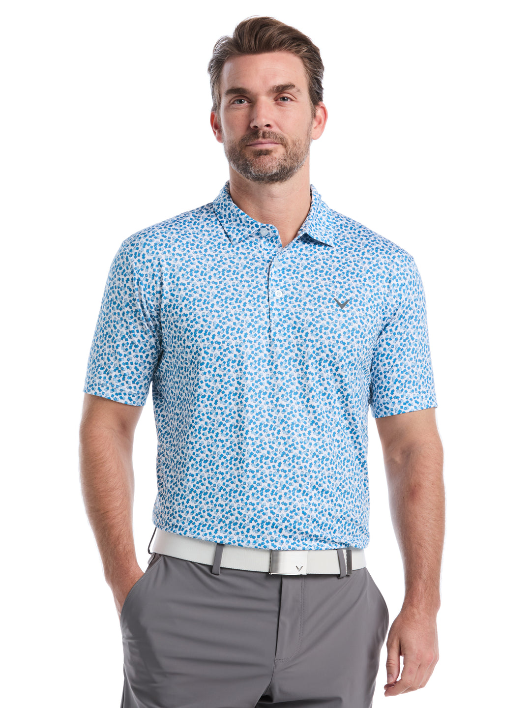 Big & Tall Polaroid Confetti Print Polo (Bright White) 