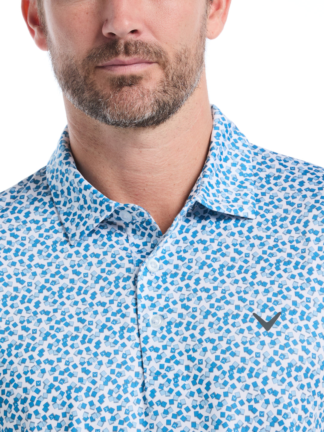 Big & Tall Polaroid Confetti Print Polo (Bright White) 