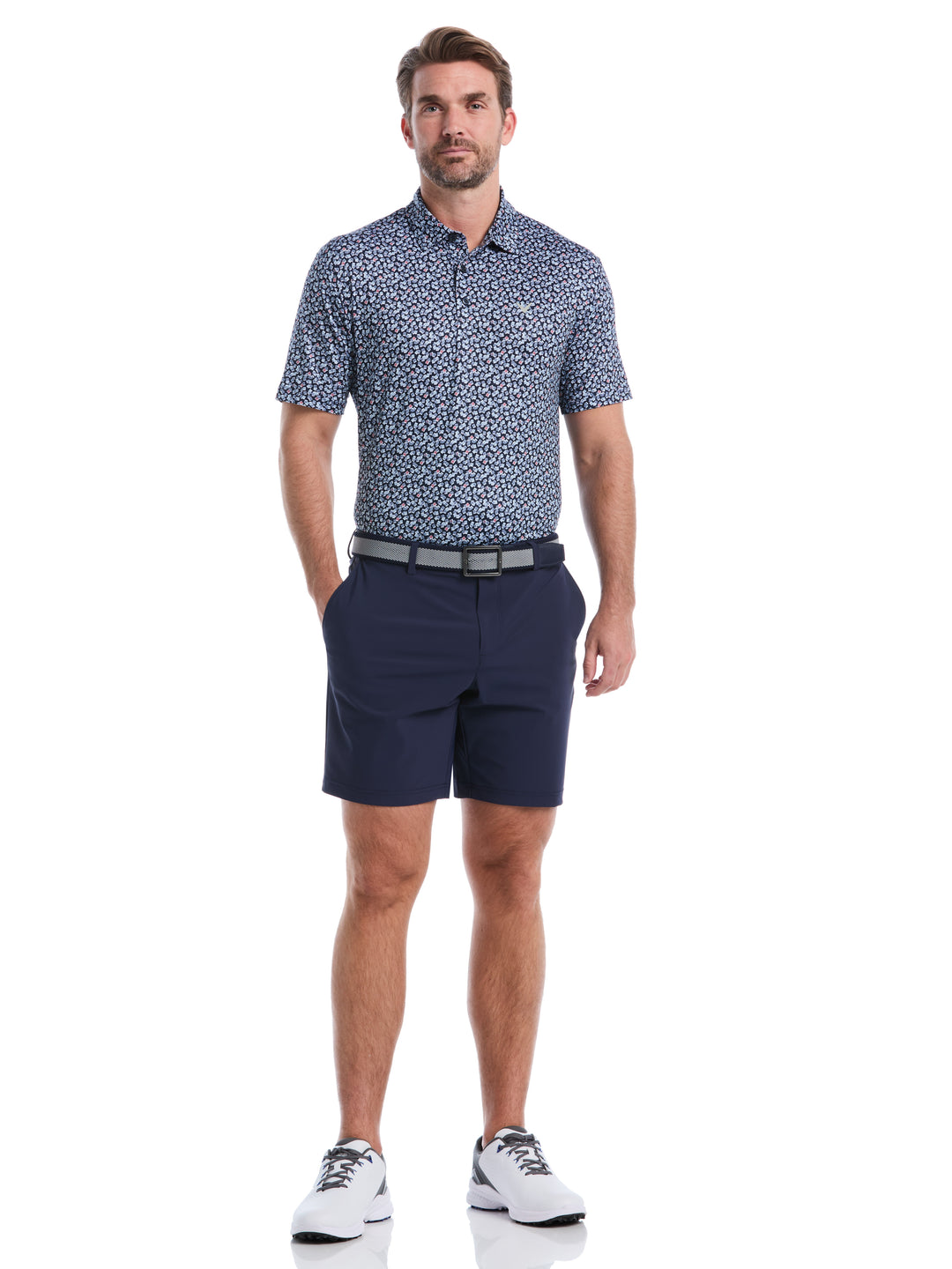 Big & Tall Polaroid Confetti Print Polo (Peacoat) 