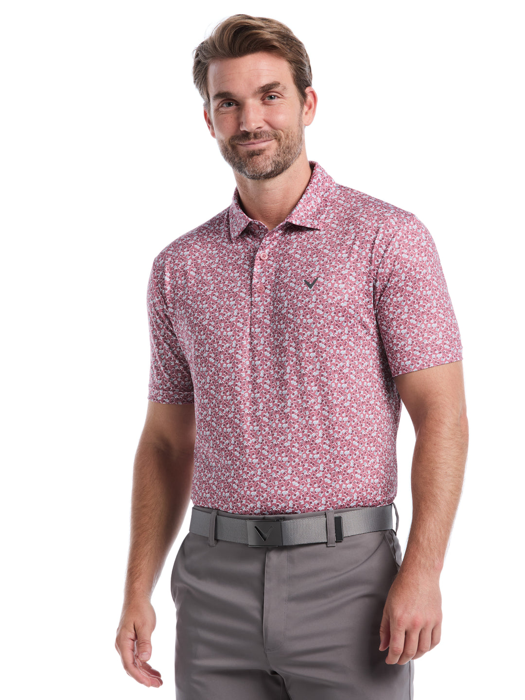 Big & Tall Polaroid Confetti Print Polo (Mesa Rose) 