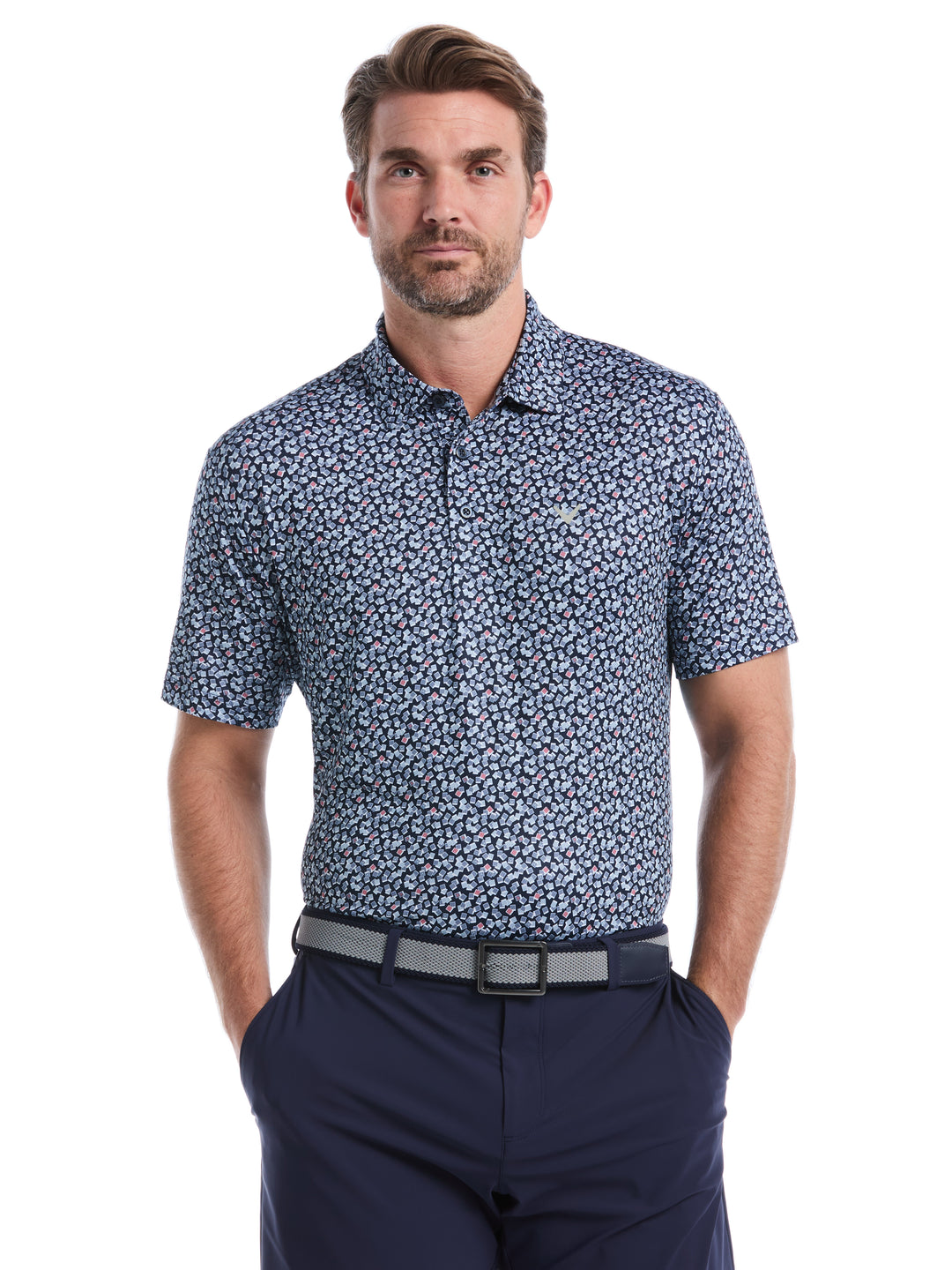 Big & Tall Polaroid Confetti Print Polo (Peacoat) 