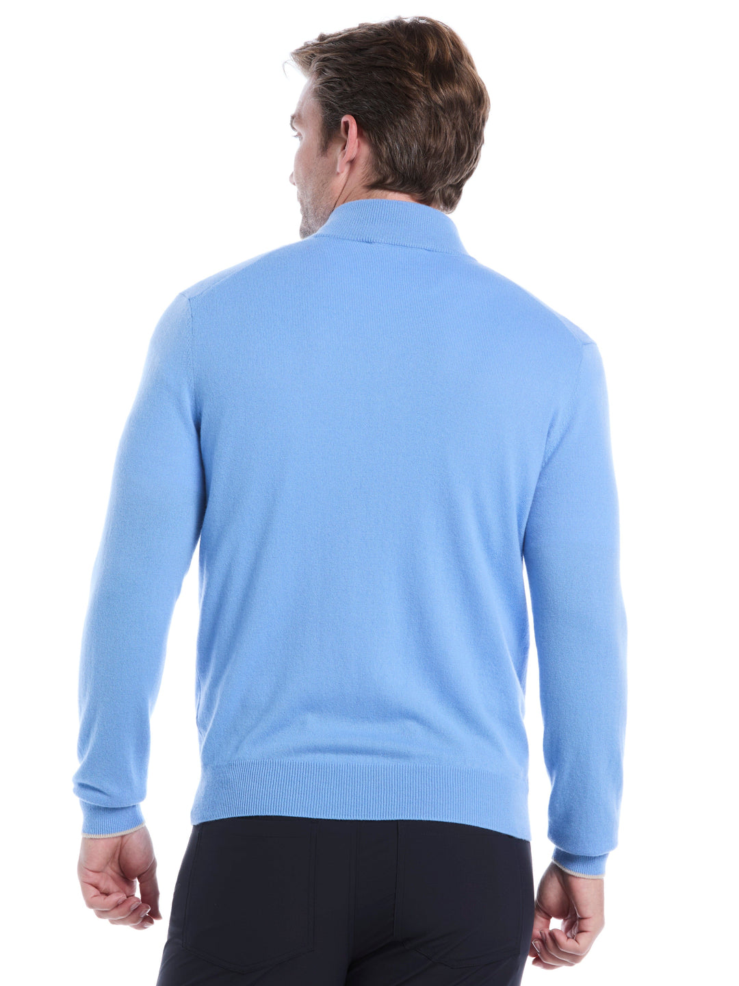 Premium Luxe Cashmere Golf Sweater (Marina/Wheat) 