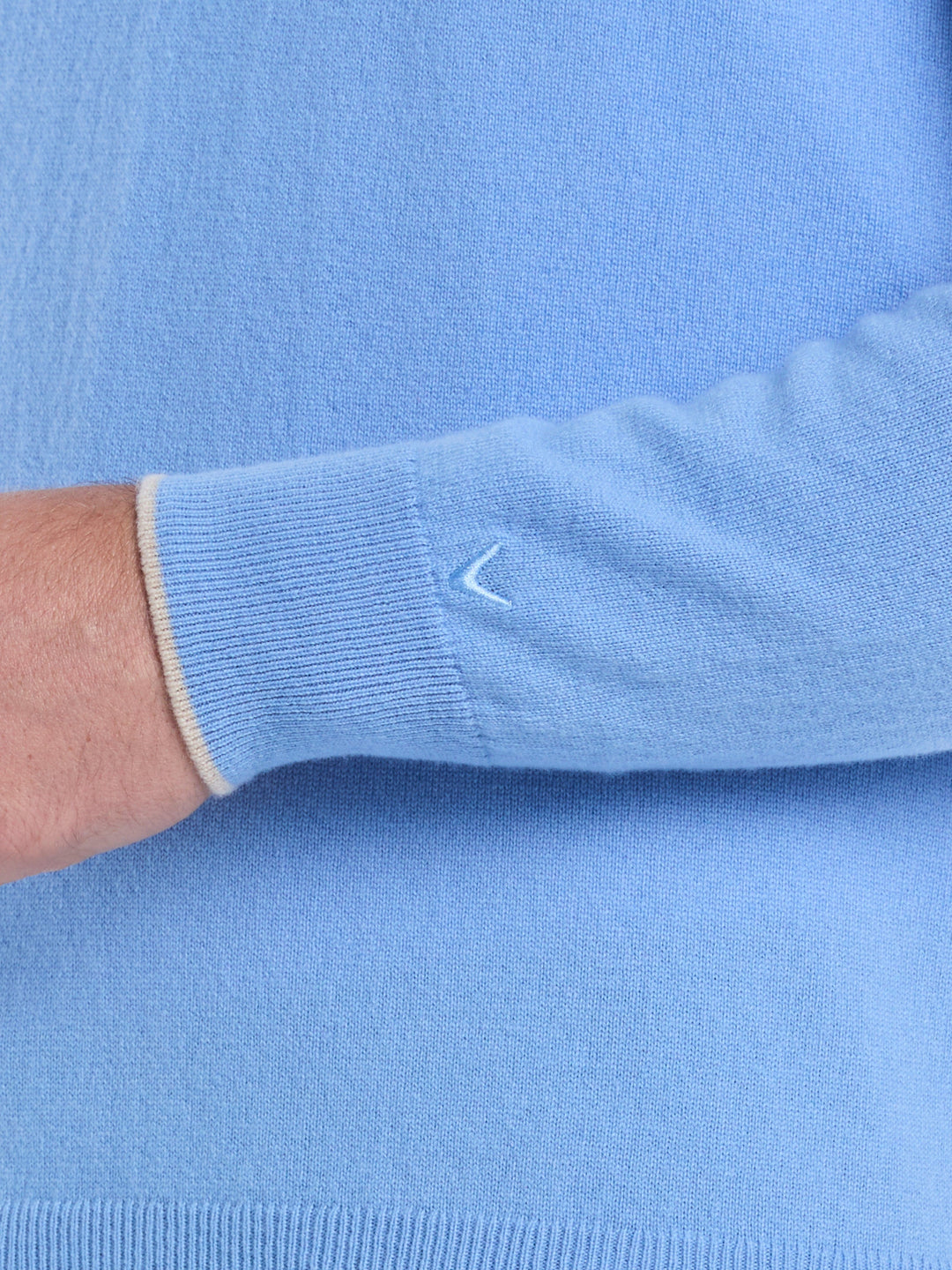 Premium Luxe Cashmere Golf Sweater (Marina/Wheat) 