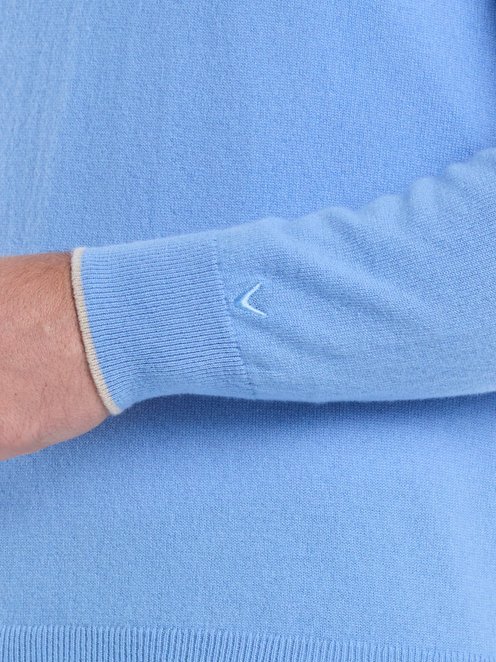 Premium Luxe Cashmere Golf Sweater (Marina/Wheat) 