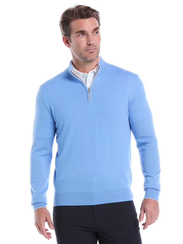 Premium Luxe Cashmere Golf Sweater (Marina/Wheat) 
