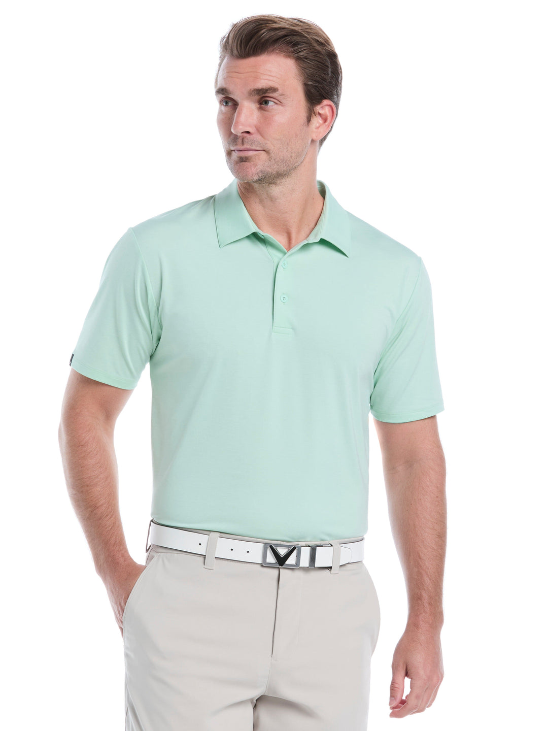 Premium Two-Tone Golf Polo (Birds Egg Green Htr) 