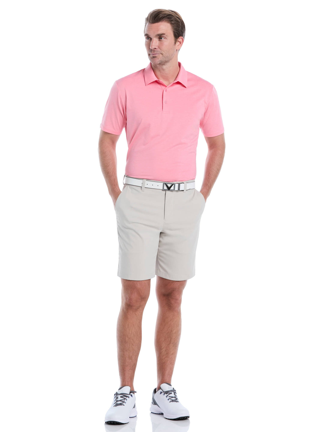 Premium Two-Tone Golf Polo (Strawberry Pink Htr) 