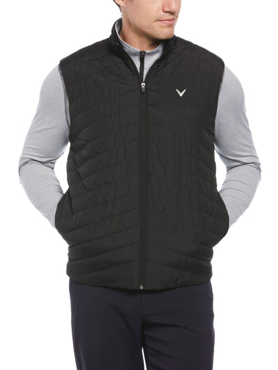 Quilted Full Zip Puffer Golf Vest (Caviar) 