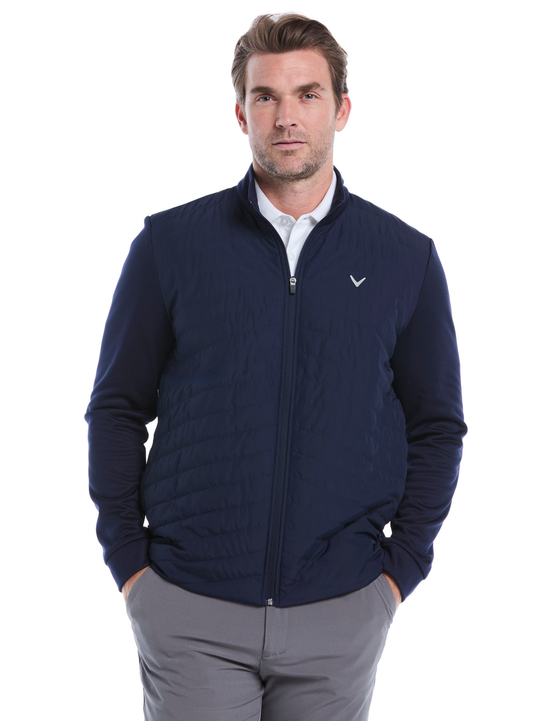 Quilted Puffer Full Zip Golf Jacket (Peacoat) 