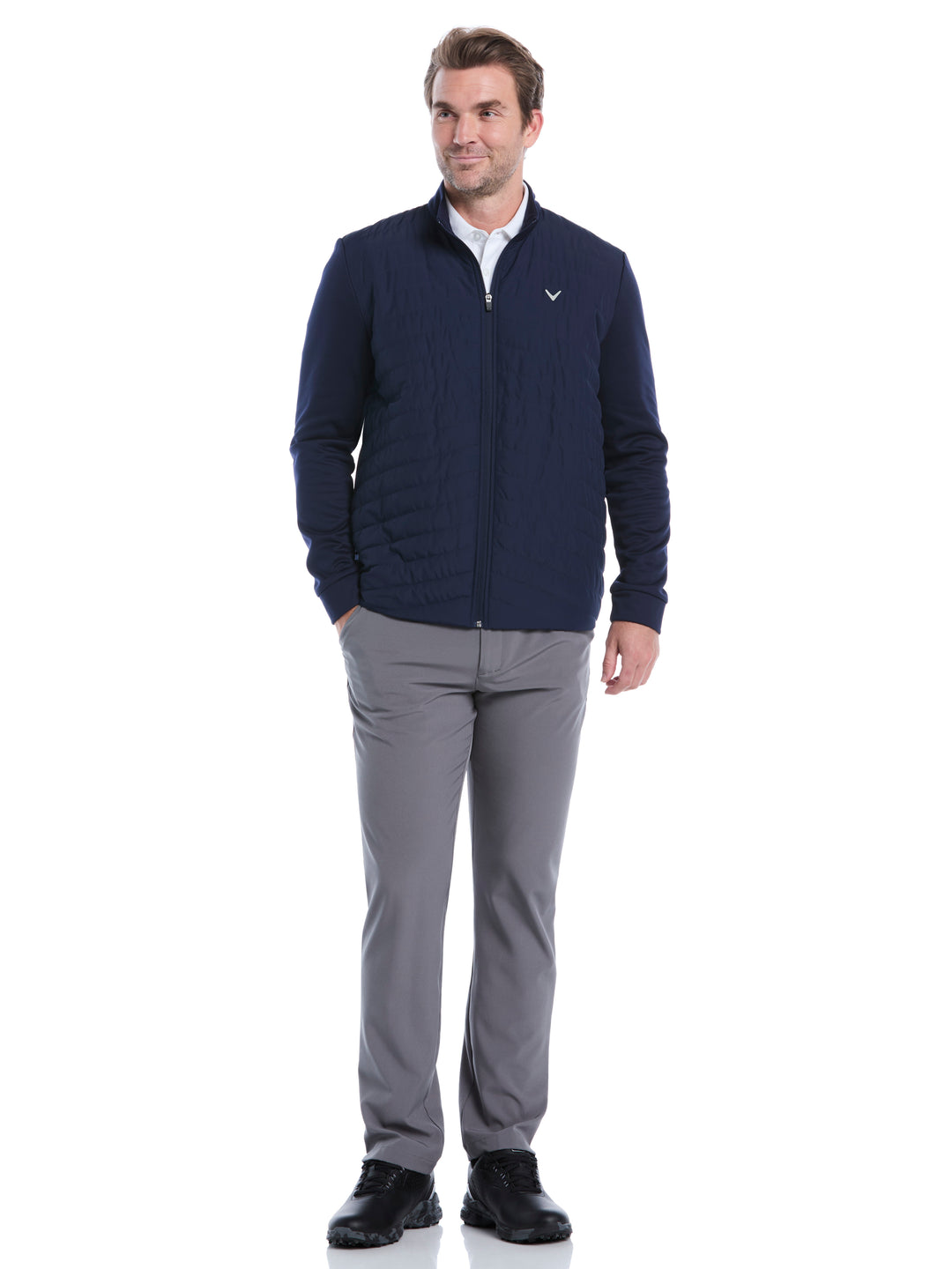 Quilted Puffer Full Zip Golf Jacket (Peacoat) 