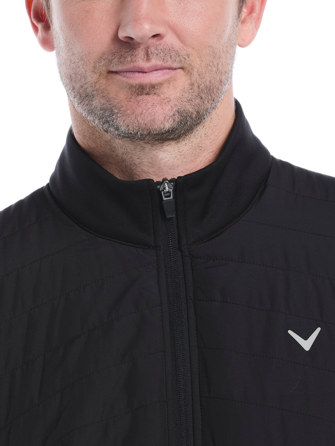 Quilted Puffer Full Zip Golf Jacket (Caviar) 