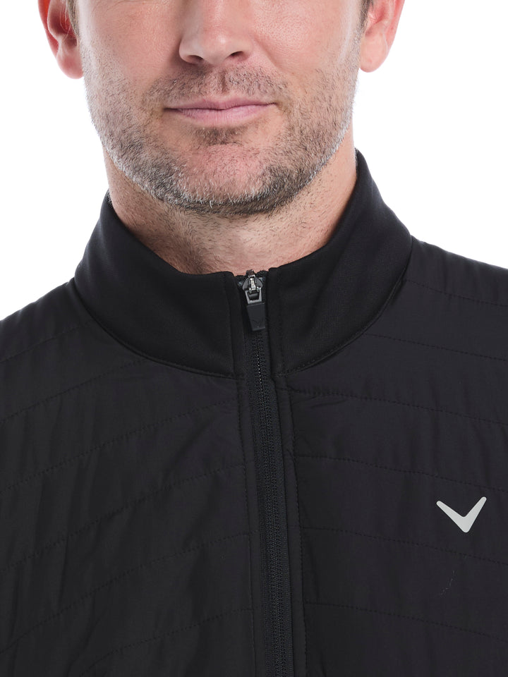 Quilted Puffer Full Zip Golf Jacket (Caviar) 