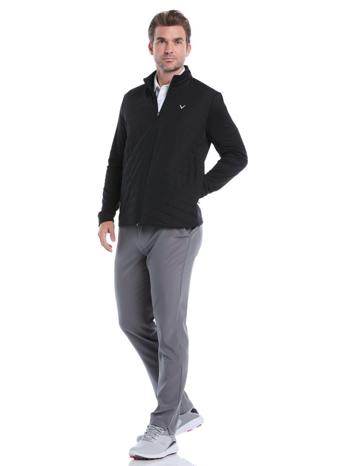 Quilted Puffer Full Zip Golf Jacket (Caviar) 