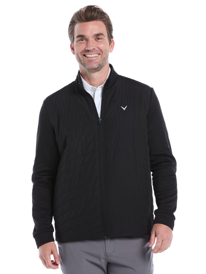 Quilted Puffer Full Zip Golf Jacket (Caviar) 