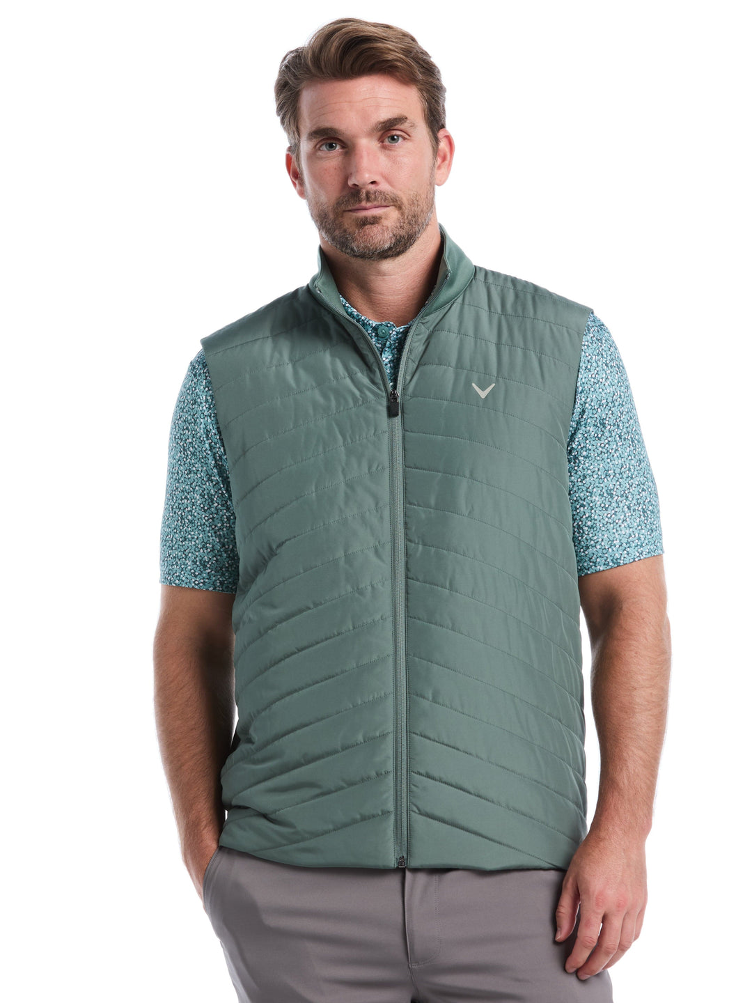 Quilted Puffer Full Zip Golf Vest (Dark Forest) 