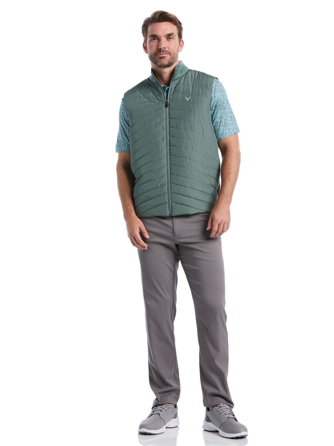 Quilted Puffer Full Zip Golf Vest (Dark Forest) 