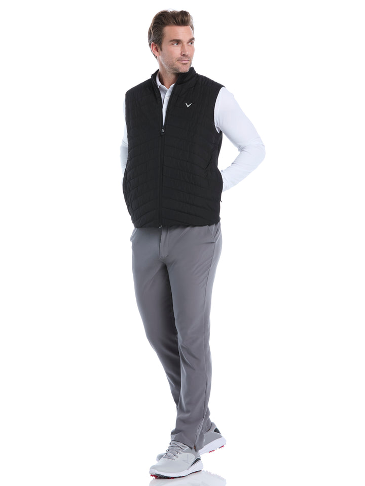 Quilted Puffer Full Zip Golf Vest (Caviar) 