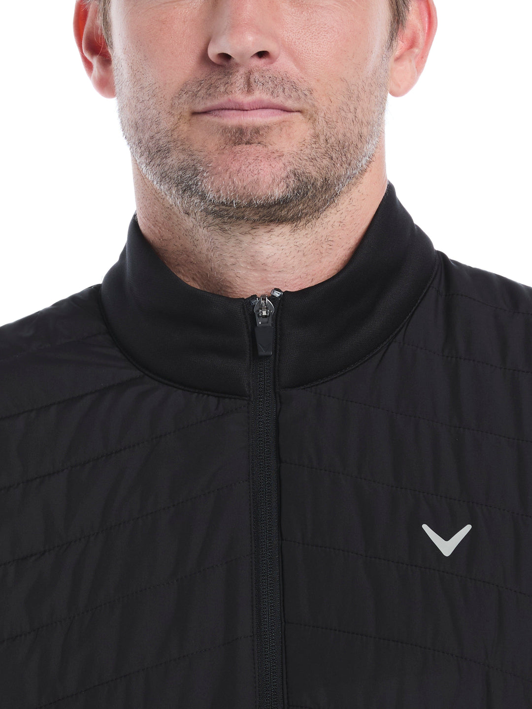 Quilted Puffer Full Zip Golf Vest (Caviar) 