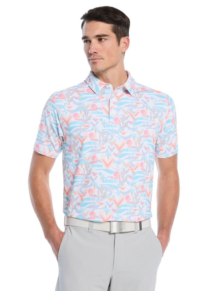 Resort Conversational Print Golf Polo (Bright White) 