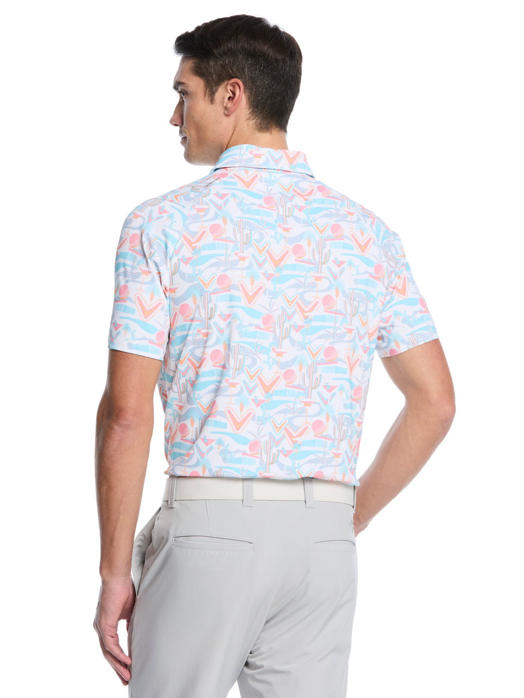 Resort Conversational Print Golf Polo (Bright White) 