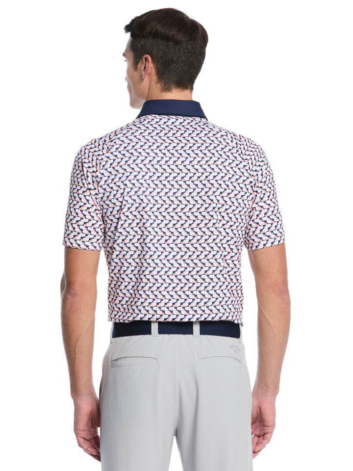 Resort Geo Print Short Sleeve Golf Polo (Peacoat) 