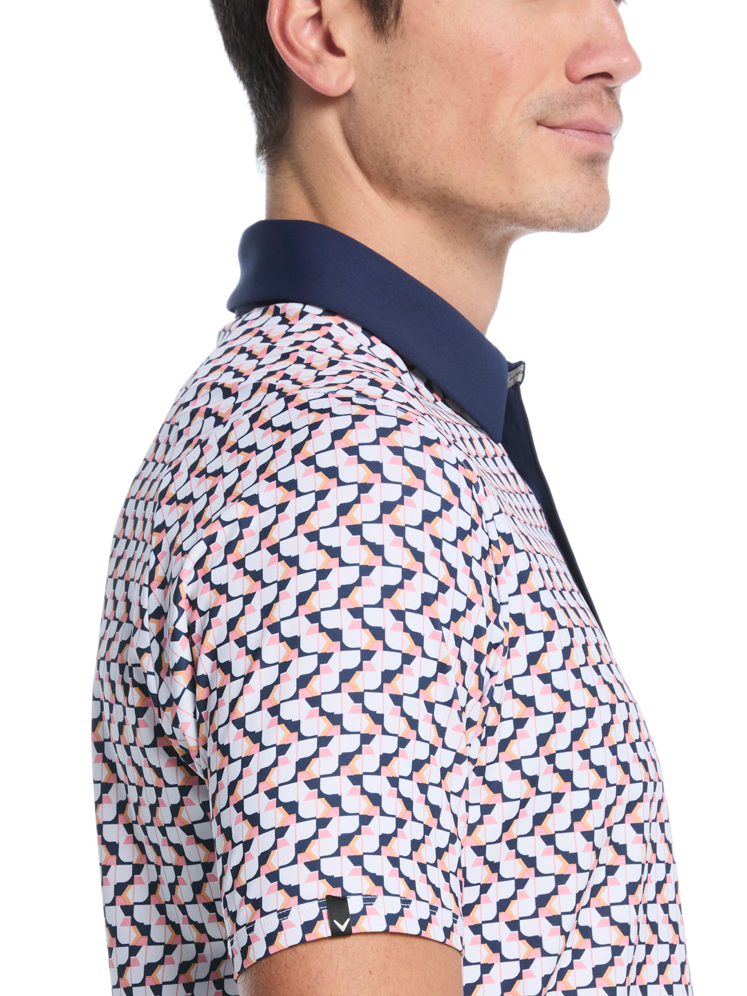 Resort Geo Print Short Sleeve Golf Polo (Peacoat) 