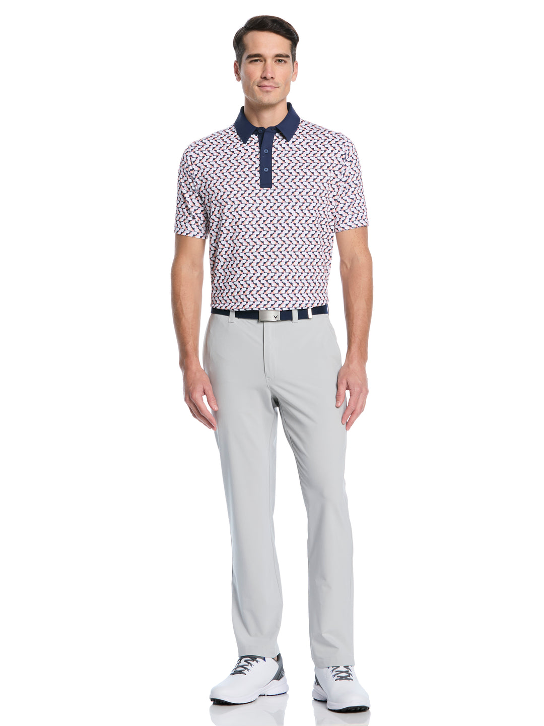 Resort Geo Print Short Sleeve Golf Polo (Peacoat) 