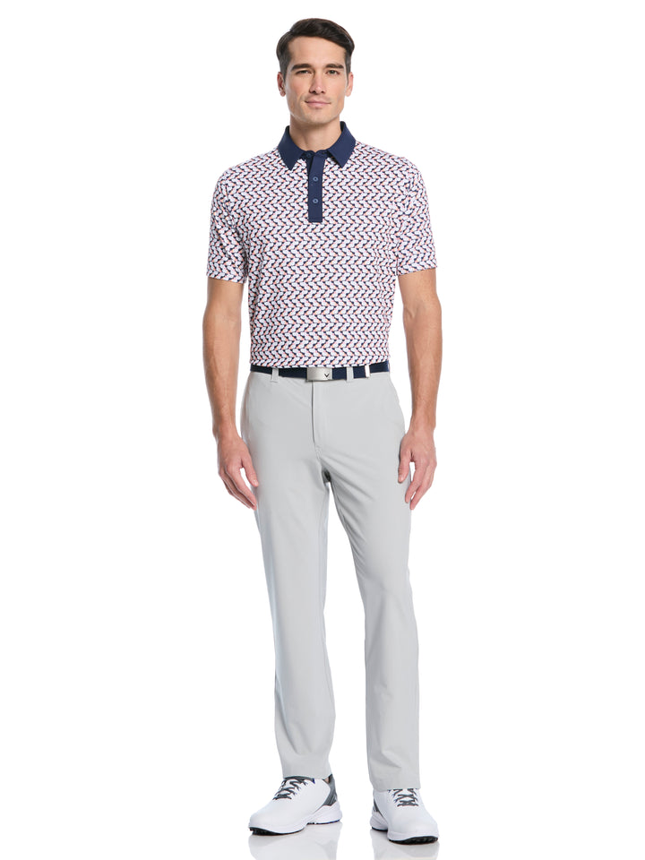 Resort Geo Print Short Sleeve Golf Polo (Peacoat) 