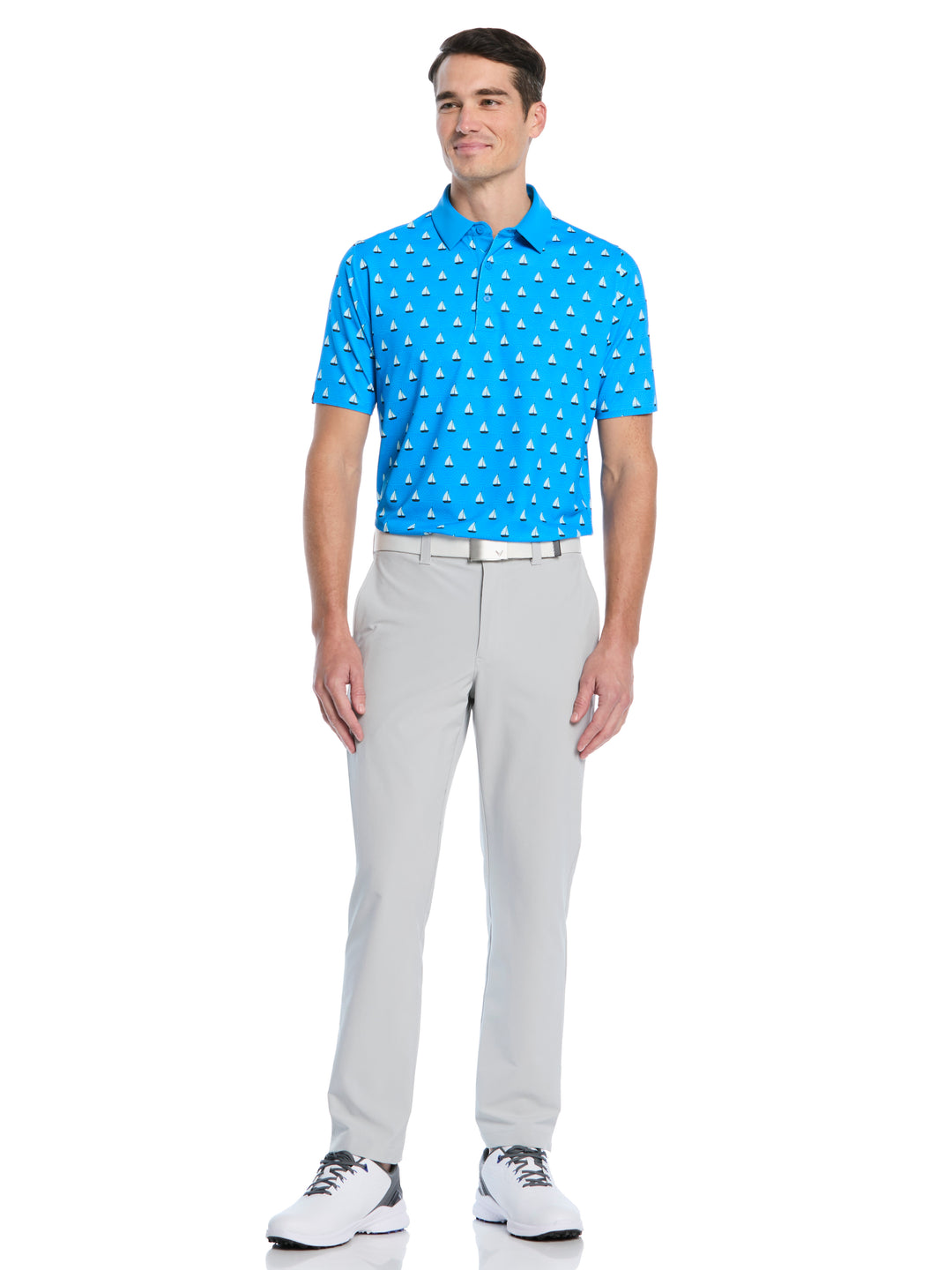 Sailboat Sunset Print Golf Polo (Brilliant Blue) 
