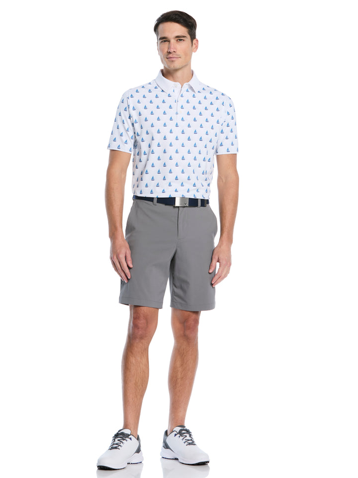 Sailboat Sunset Print Golf Polo (Bright White) 