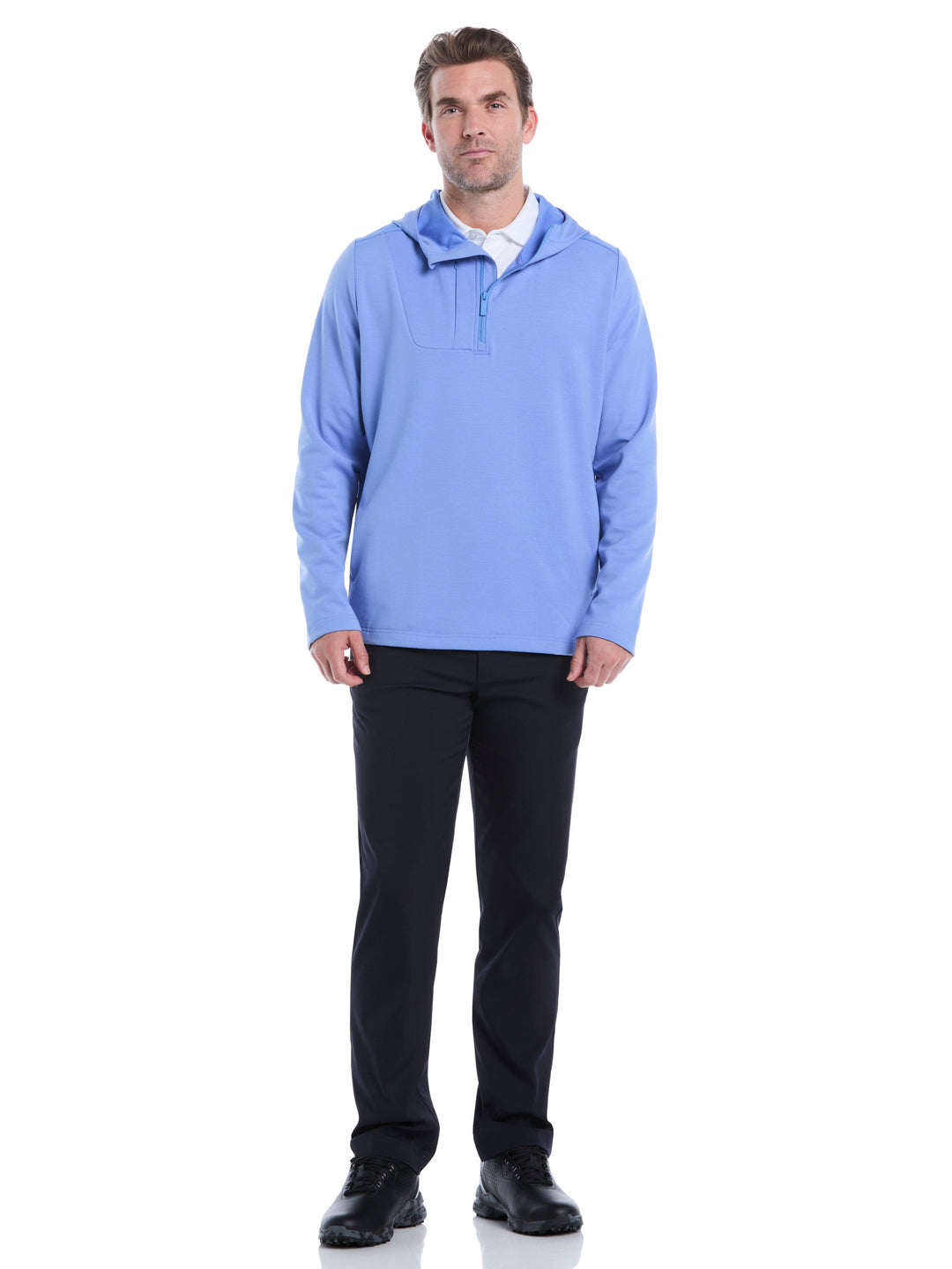 Soft Touch 1/4 Zip Golf Hoodie (Med Ultramarine Htr) 
