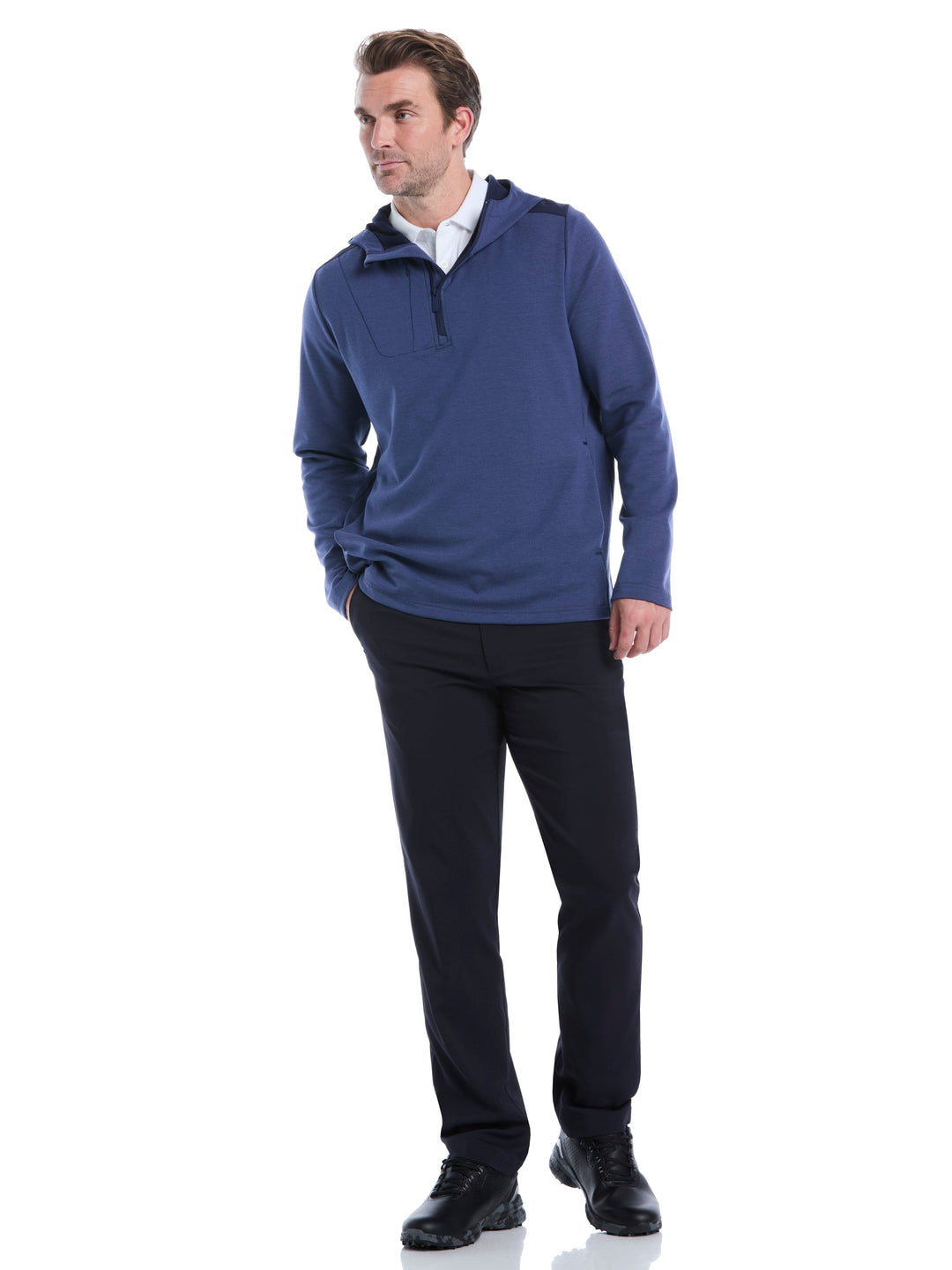 Soft Touch 1/4 Zip Golf Hoodie (Peacoat Heather) 