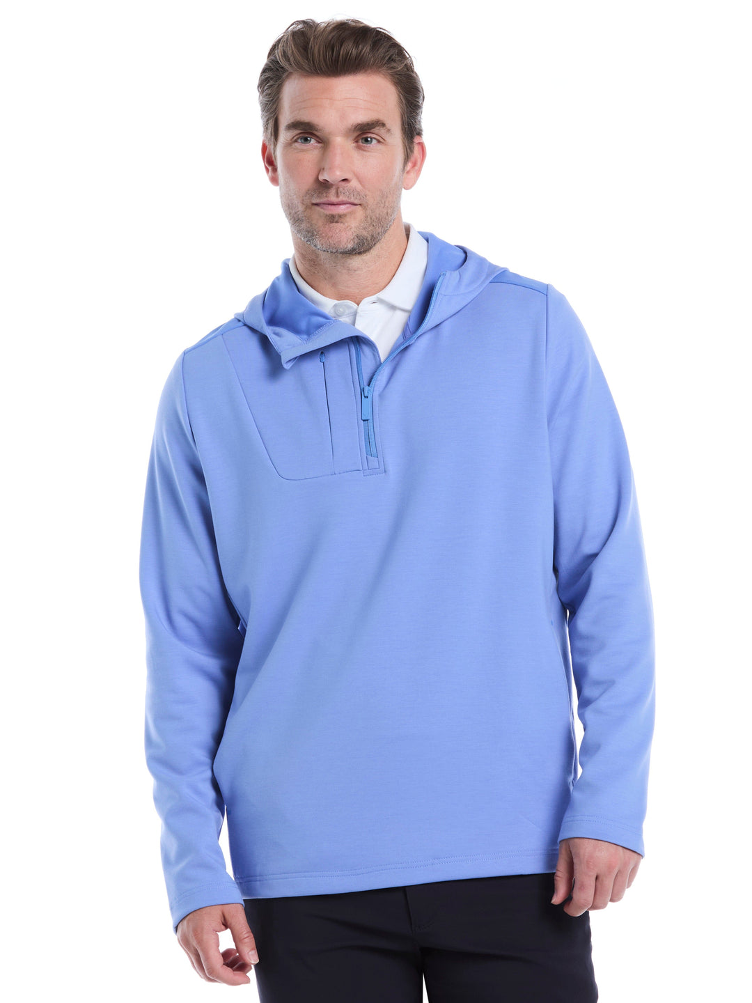 Soft Touch 1/4 Zip Golf Hoodie (Med Ultramarine Htr) 
