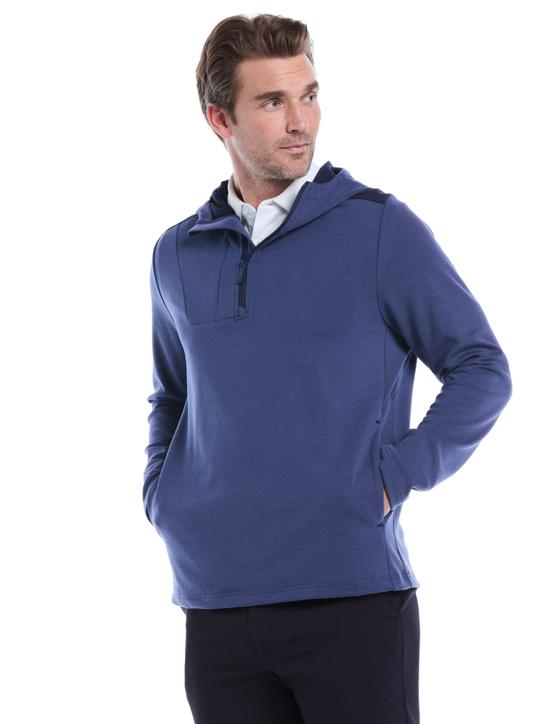Soft Touch 1/4 Zip Golf Hoodie (Peacoat Heather) 