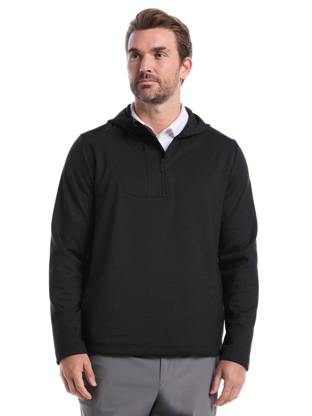 Soft Touch 1/4 Zip Golf Hoodie (Black Heather) 