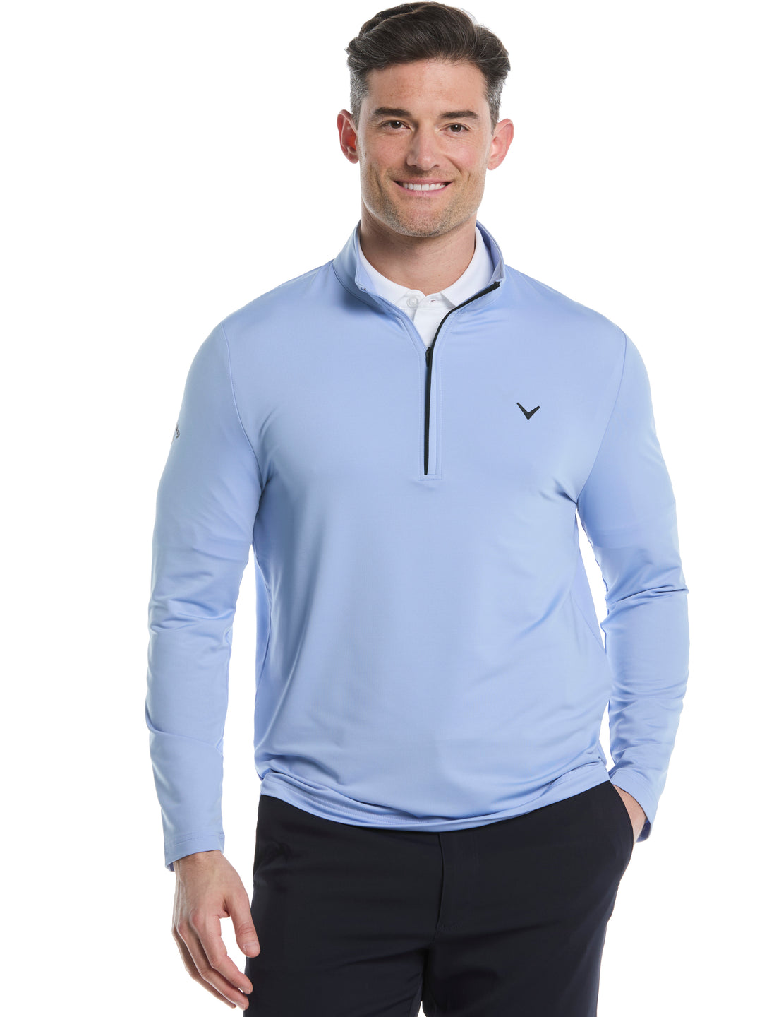 Mens Solid Sun 1/4 Zip Pullover (Chambray) 