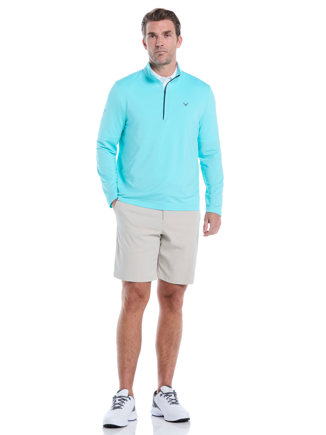 Mens Solid Sun 1/4 Zip Pullover (Blue Radiance) 