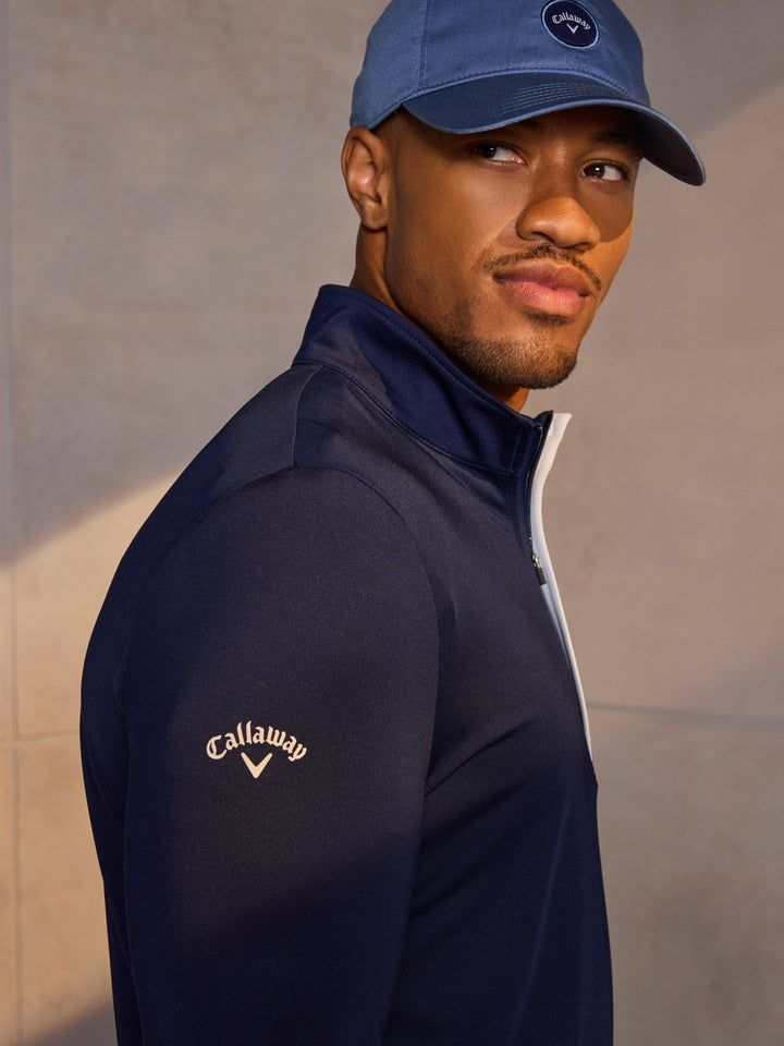 Mens Solid Sun Protection Quarter Zip Golf Pullover-Pullovers-Callaway